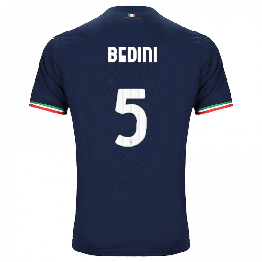Børn Filippo Bedini #5 Flåde Udebane Spillertrøjer 2023/24 Trøje T-Shirt