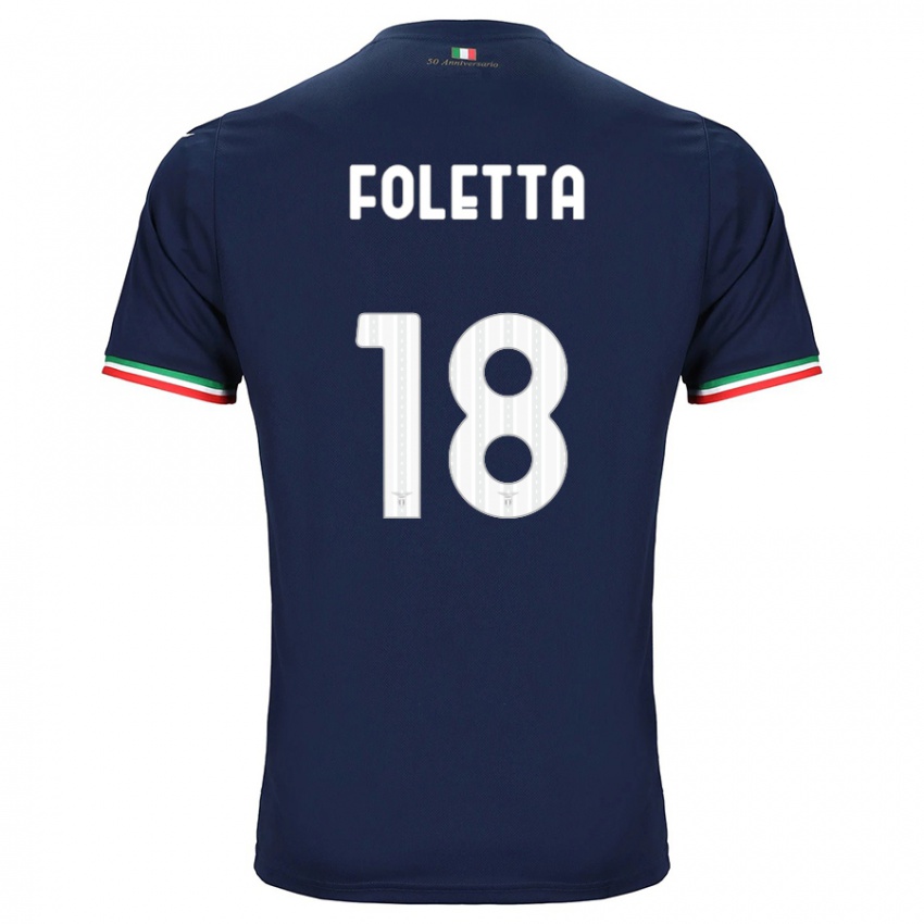 Børn Isabella Foletta #18 Flåde Udebane Spillertrøjer 2023/24 Trøje T-Shirt