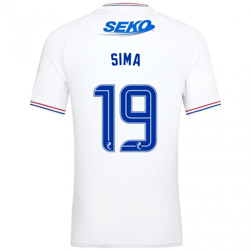 Børn Abdallah Sima #19 Hvid Udebane Spillertrøjer 2023/24 Trøje T-Shirt