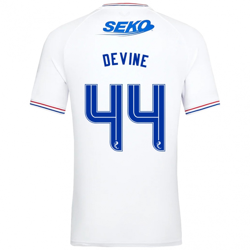 Børn Adam Devine #44 Hvid Udebane Spillertrøjer 2023/24 Trøje T-Shirt