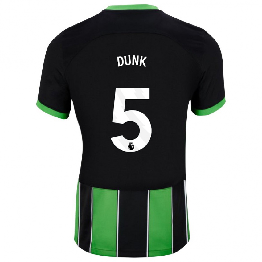 Børn Lewis Dunk #5 Sort Grøn Udebane Spillertrøjer 2023/24 Trøje T-Shirt