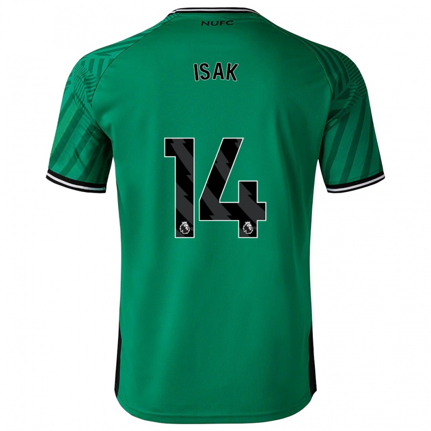 Børn Alexander Isak #14 Grøn Udebane Spillertrøjer 2023/24 Trøje T-Shirt