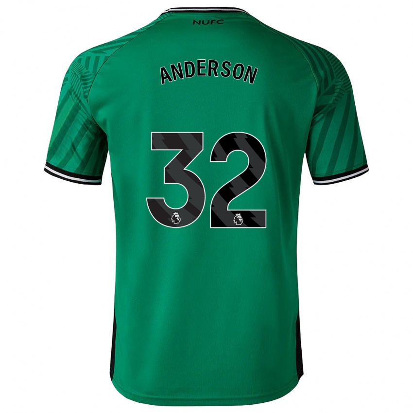 Børn Elliot Anderson #32 Grøn Udebane Spillertrøjer 2023/24 Trøje T-Shirt