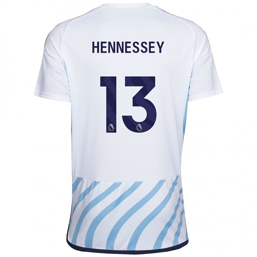 Børn Wayne Hennessey #13 Hvid Blå Udebane Spillertrøjer 2023/24 Trøje T-Shirt