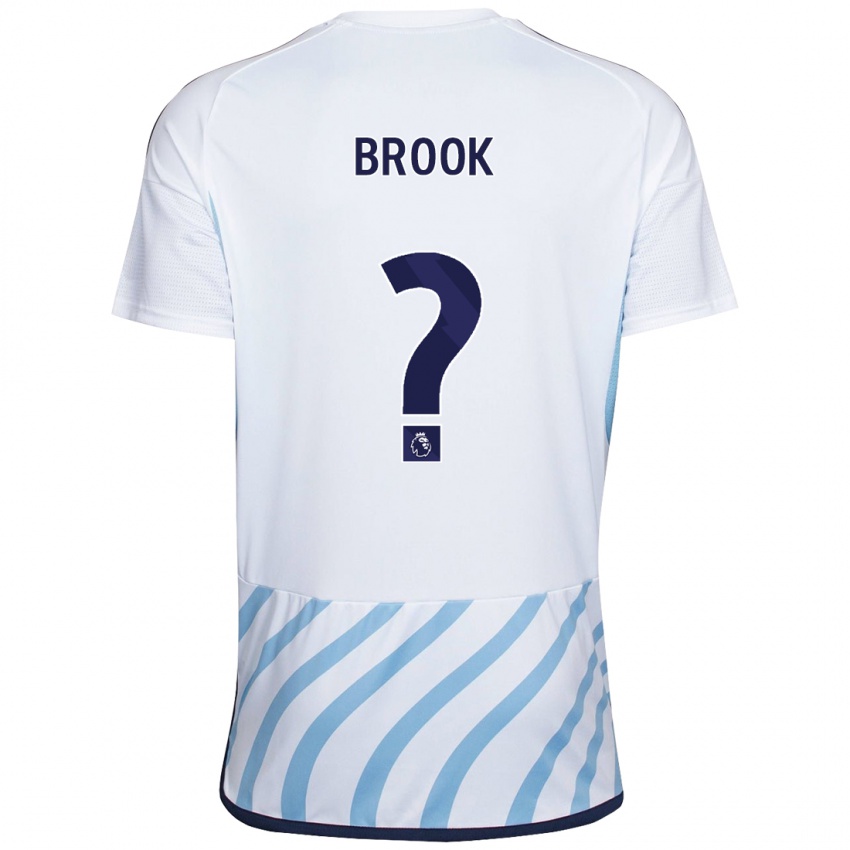 Børn Will Brook #0 Hvid Blå Udebane Spillertrøjer 2023/24 Trøje T-Shirt