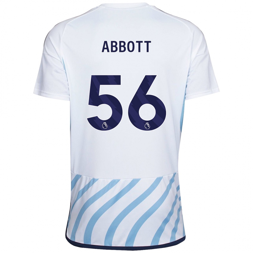 Børn Zach Abbott #56 Hvid Blå Udebane Spillertrøjer 2023/24 Trøje T-Shirt