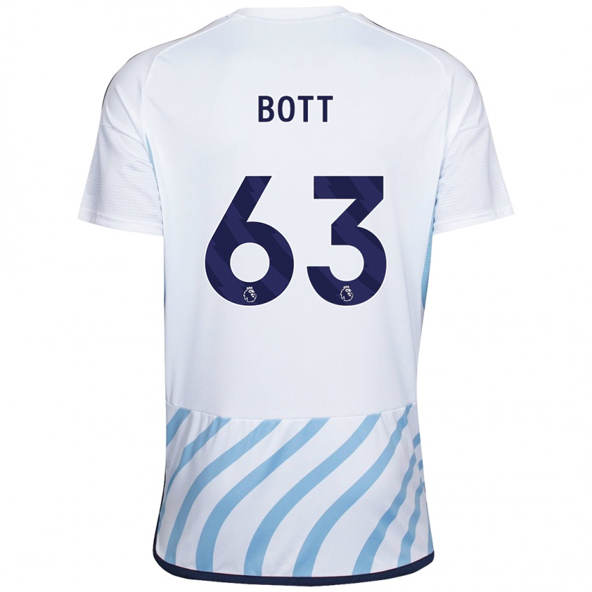 Børn Aaron Bott #63 Hvid Blå Udebane Spillertrøjer 2023/24 Trøje T-Shirt