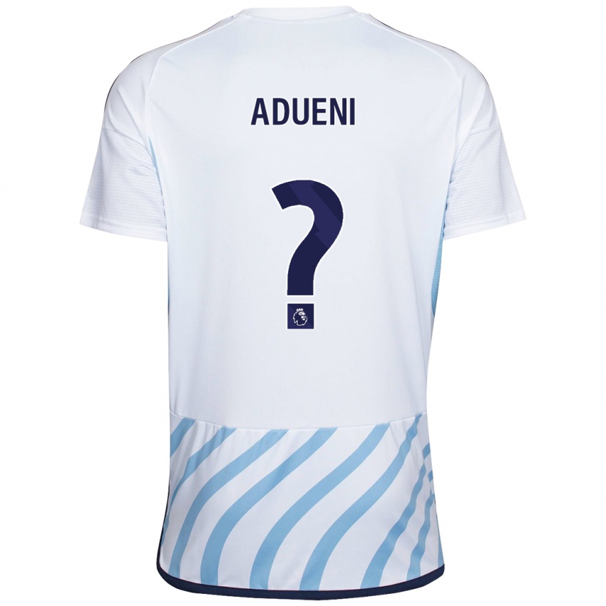 Børn Kevin Adueni #0 Hvid Blå Udebane Spillertrøjer 2023/24 Trøje T-Shirt