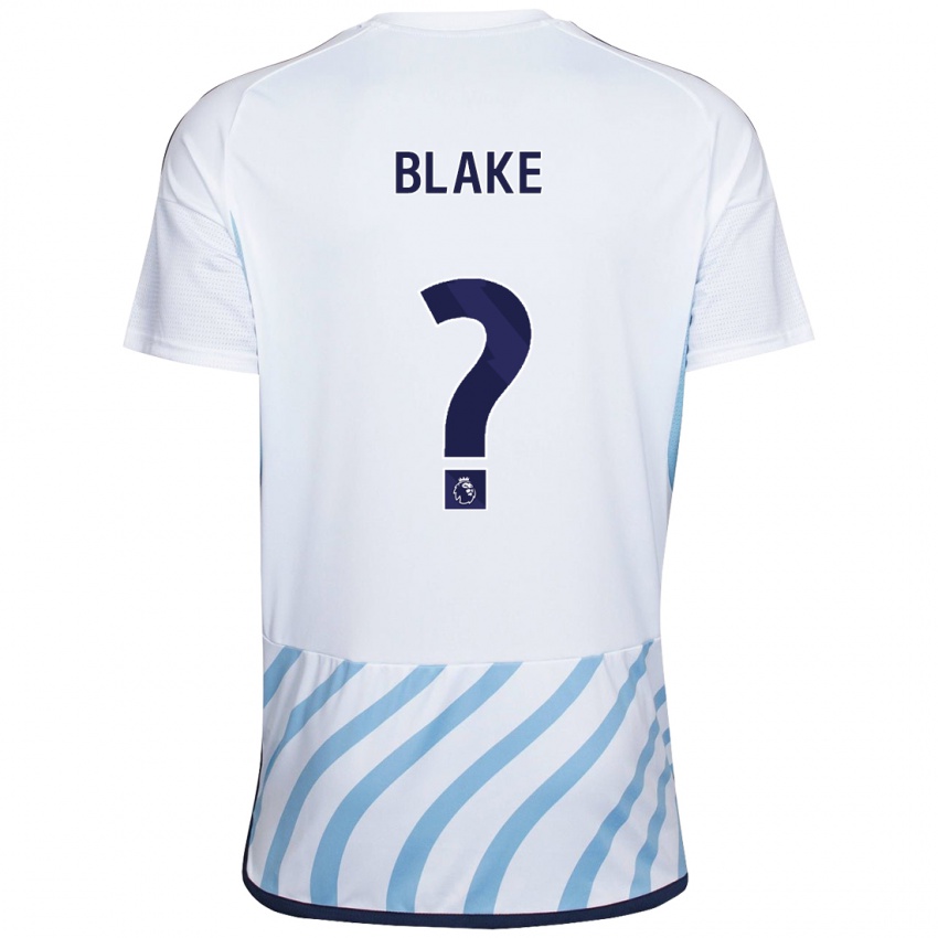 Børn Zyan Blake #0 Hvid Blå Udebane Spillertrøjer 2023/24 Trøje T-Shirt