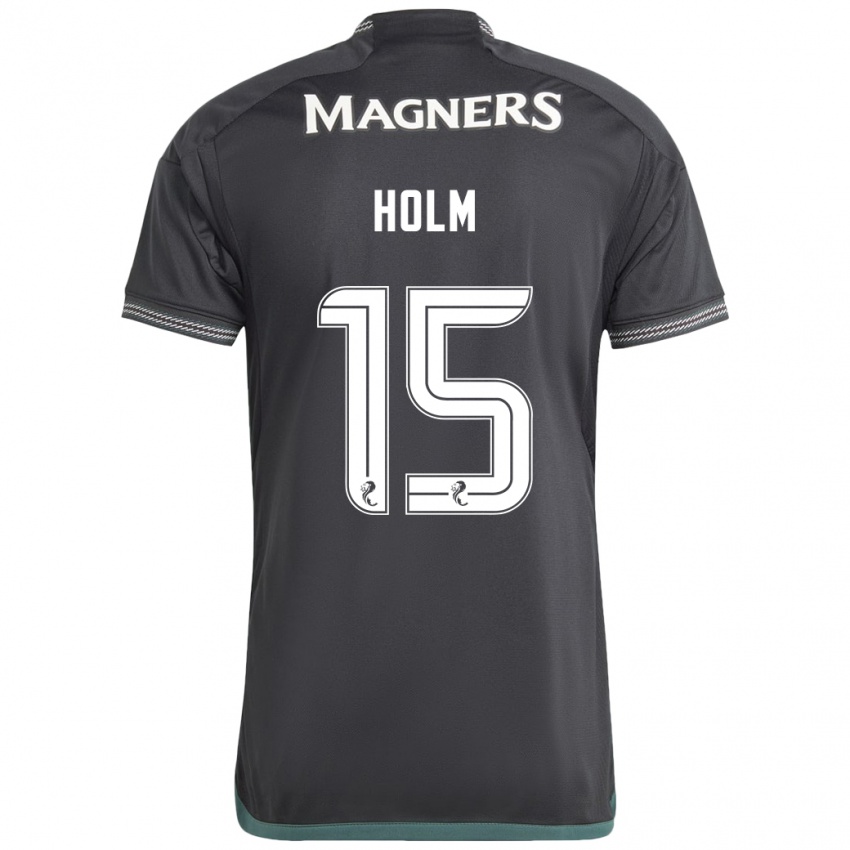 Børn Odin Thiago Holm #15 Sort Udebane Spillertrøjer 2023/24 Trøje T-Shirt