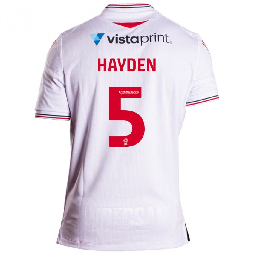 Børn Aaron Hayden #5 Hvid Udebane Spillertrøjer 2023/24 Trøje T-Shirt