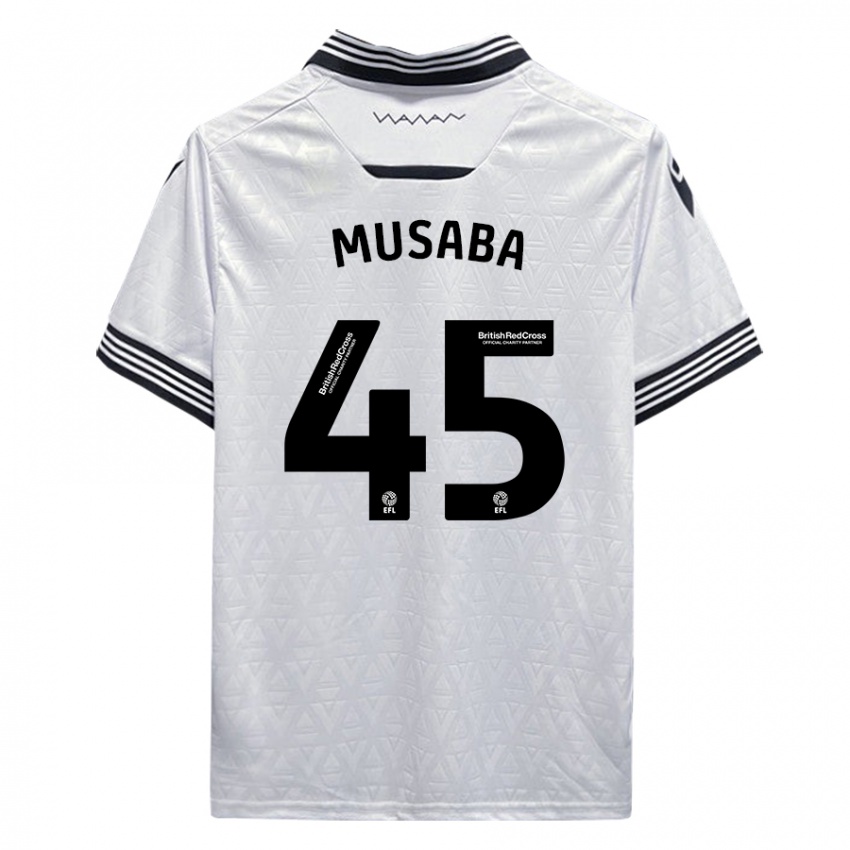 Børn Anthony Musaba #45 Hvid Udebane Spillertrøjer 2023/24 Trøje T-Shirt
