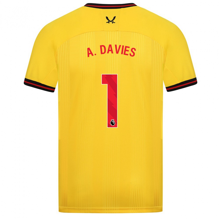 Børn Adam Davies #1 Gul Udebane Spillertrøjer 2023/24 Trøje T-Shirt
