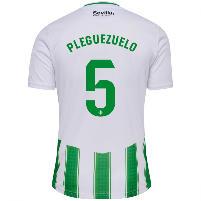Mænd Xavi Pleguezuelo #5 Hvid Hjemmebane Spillertrøjer 2023/24 Trøje T-Shirt