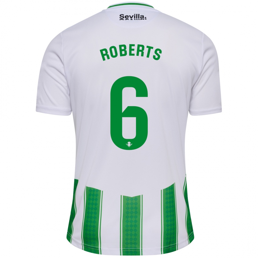 Mænd Rhiannon Roberts #6 Hvid Hjemmebane Spillertrøjer 2023/24 Trøje T-Shirt