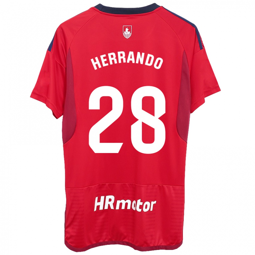 Mænd Jorge Herrando #28 Rød Hjemmebane Spillertrøjer 2023/24 Trøje T-Shirt
