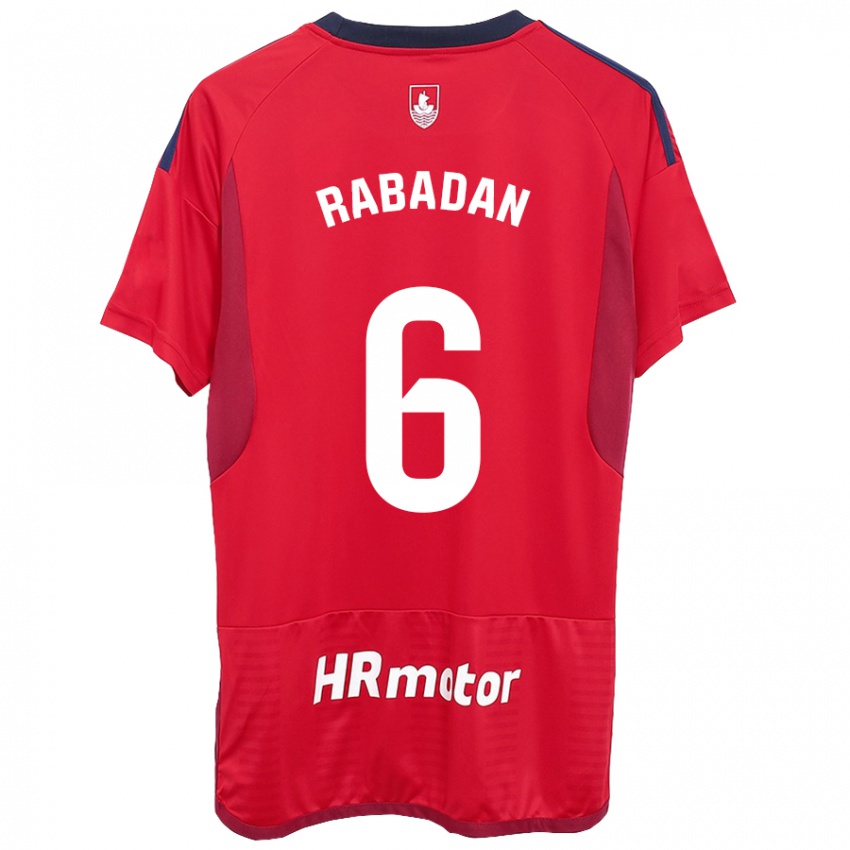 Mænd David Rabadán #6 Rød Hjemmebane Spillertrøjer 2023/24 Trøje T-Shirt