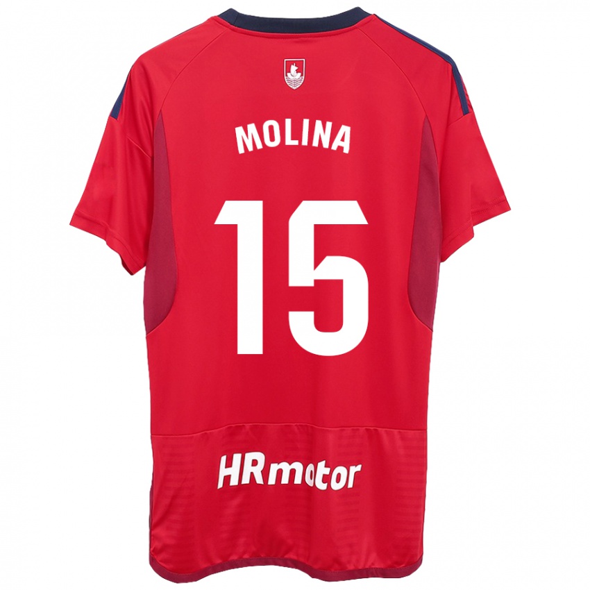 Mænd Guillem Molina #15 Rød Hjemmebane Spillertrøjer 2023/24 Trøje T-Shirt