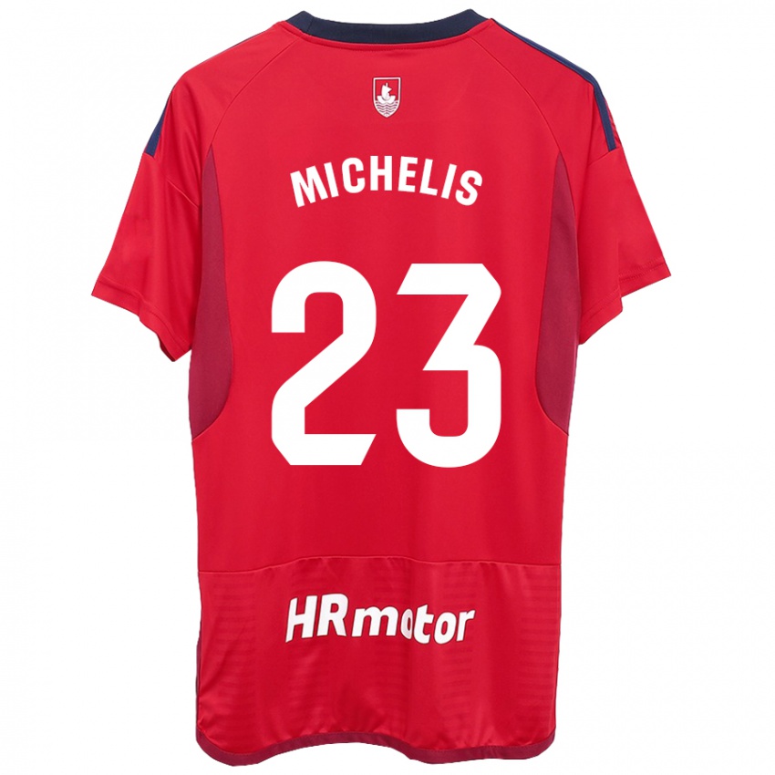 Mænd Nikolaos Michelis #23 Rød Hjemmebane Spillertrøjer 2023/24 Trøje T-Shirt