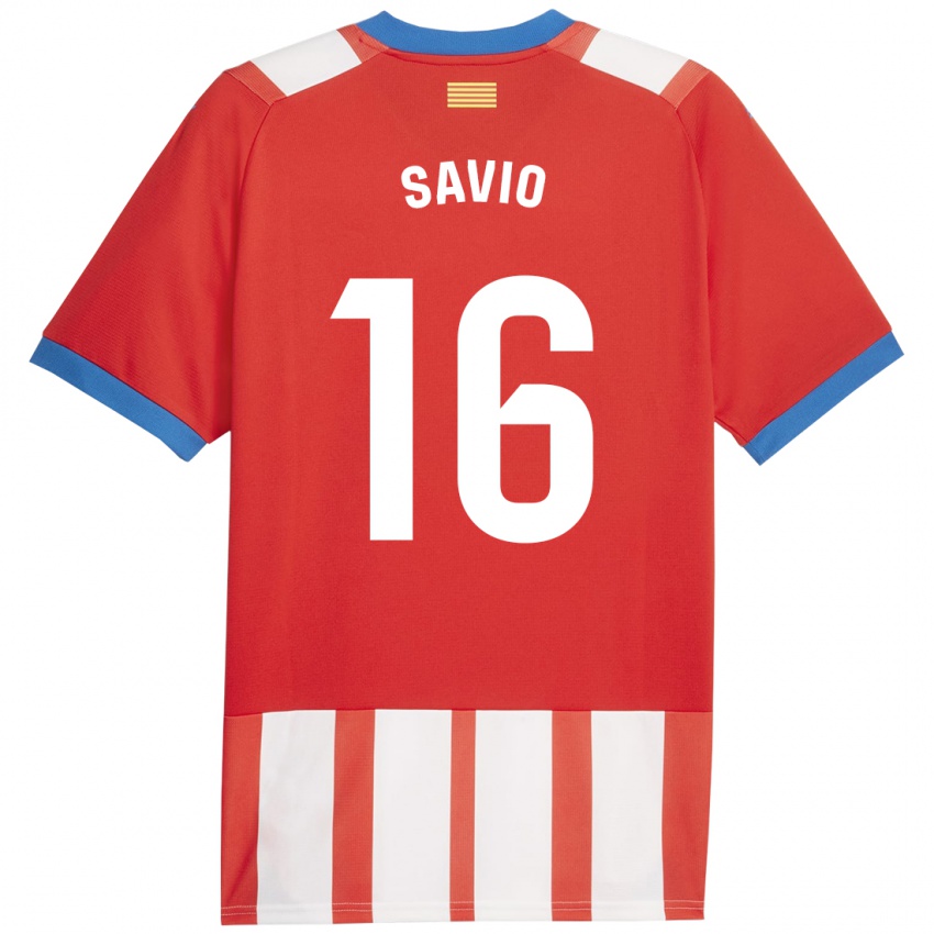 Mænd Savio #16 Rød Hvid Hjemmebane Spillertrøjer 2023/24 Trøje T-Shirt