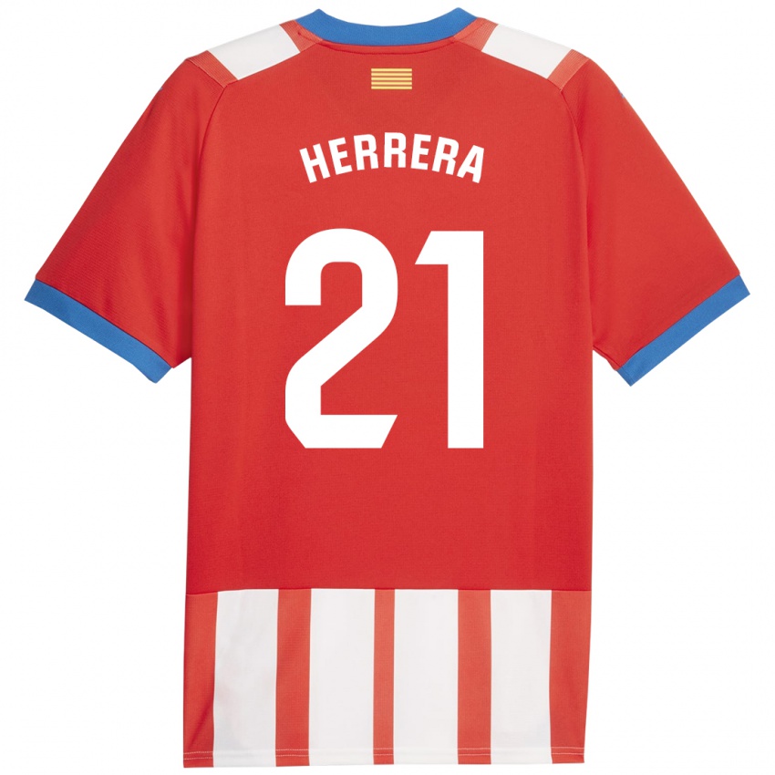 Mænd Yangel Herrera #21 Rød Hvid Hjemmebane Spillertrøjer 2023/24 Trøje T-Shirt