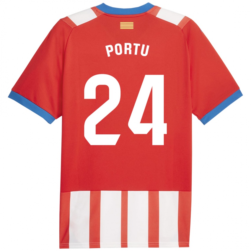 Mænd Portu #24 Rød Hvid Hjemmebane Spillertrøjer 2023/24 Trøje T-Shirt