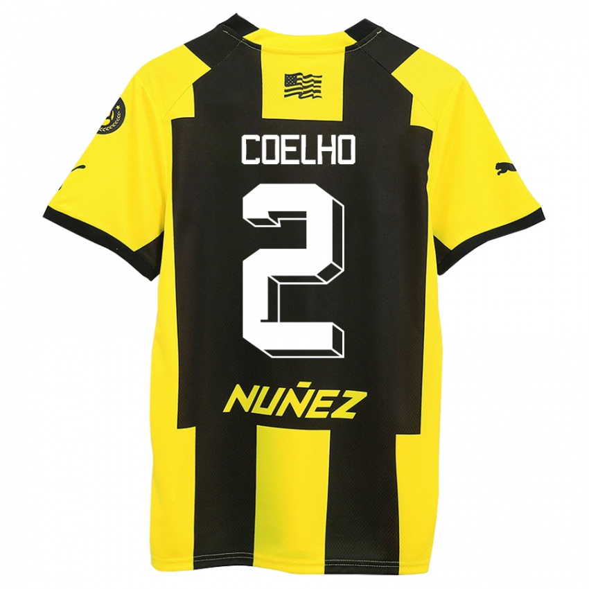 Mænd Léo Coelho #2 Gul Sort Hjemmebane Spillertrøjer 2023/24 Trøje T-Shirt