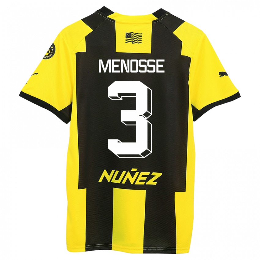 Mænd Hernán Menosse #3 Gul Sort Hjemmebane Spillertrøjer 2023/24 Trøje T-Shirt