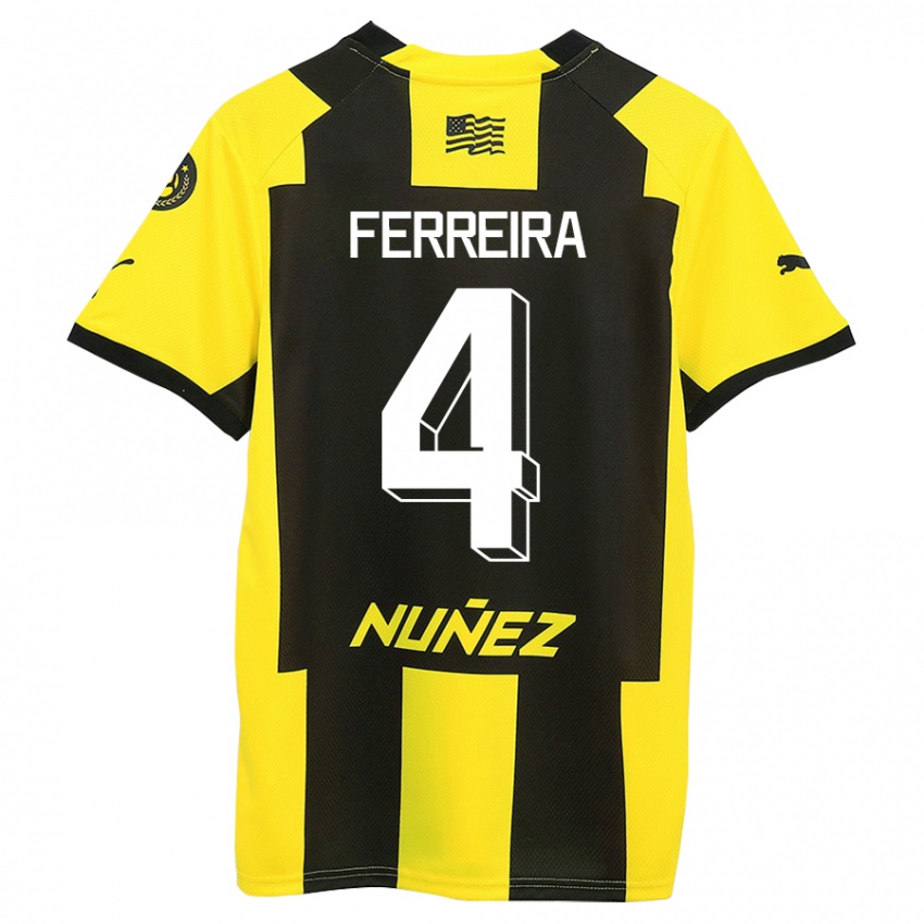 Mænd Joaquín Ferreira #4 Gul Sort Hjemmebane Spillertrøjer 2023/24 Trøje T-Shirt