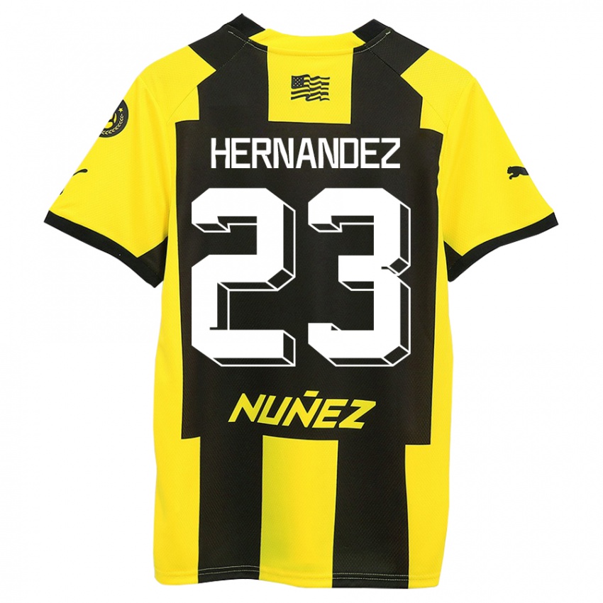 Mænd Abel Hernandez #23 Gul Sort Hjemmebane Spillertrøjer 2023/24 Trøje T-Shirt