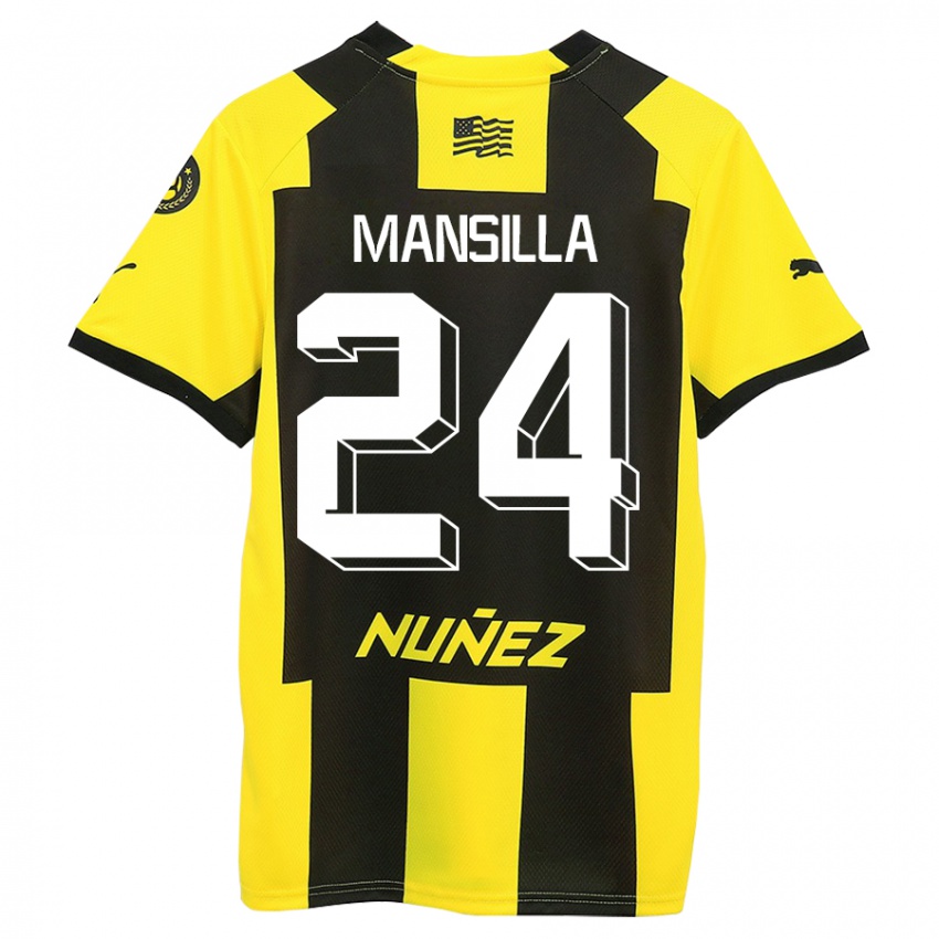 Mænd Brian Mansilla #24 Gul Sort Hjemmebane Spillertrøjer 2023/24 Trøje T-Shirt