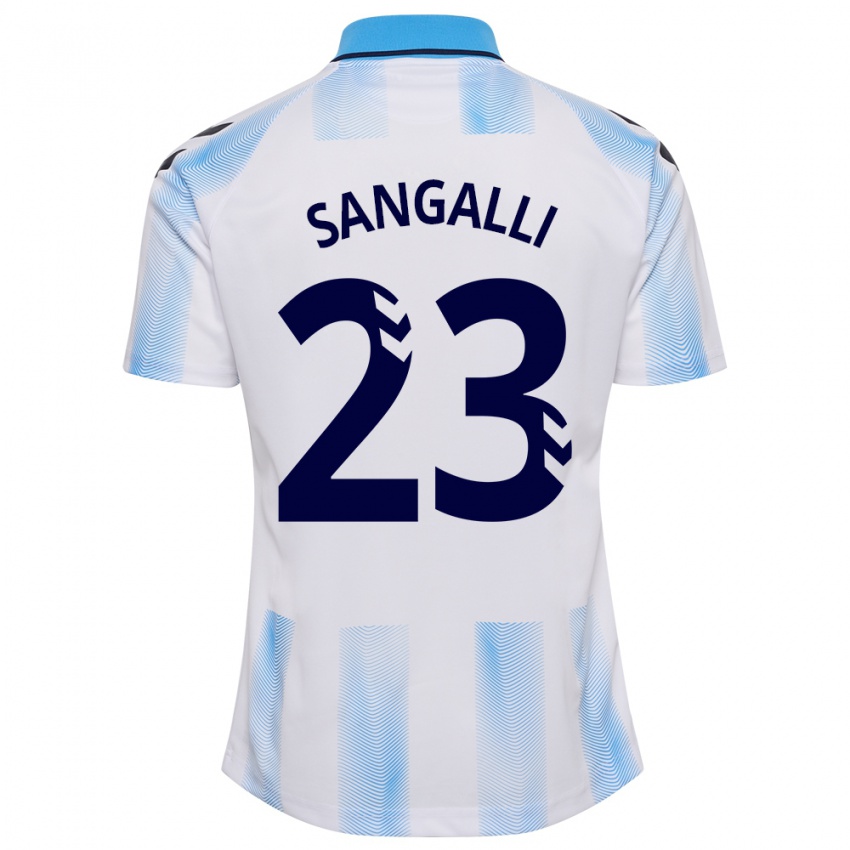 Mænd Luca Sangalli #23 Hvid Blå Hjemmebane Spillertrøjer 2023/24 Trøje T-Shirt