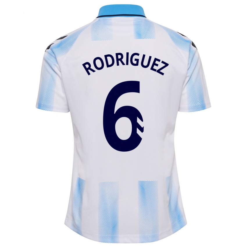 Mænd Rafa Rodríguez #6 Hvid Blå Hjemmebane Spillertrøjer 2023/24 Trøje T-Shirt