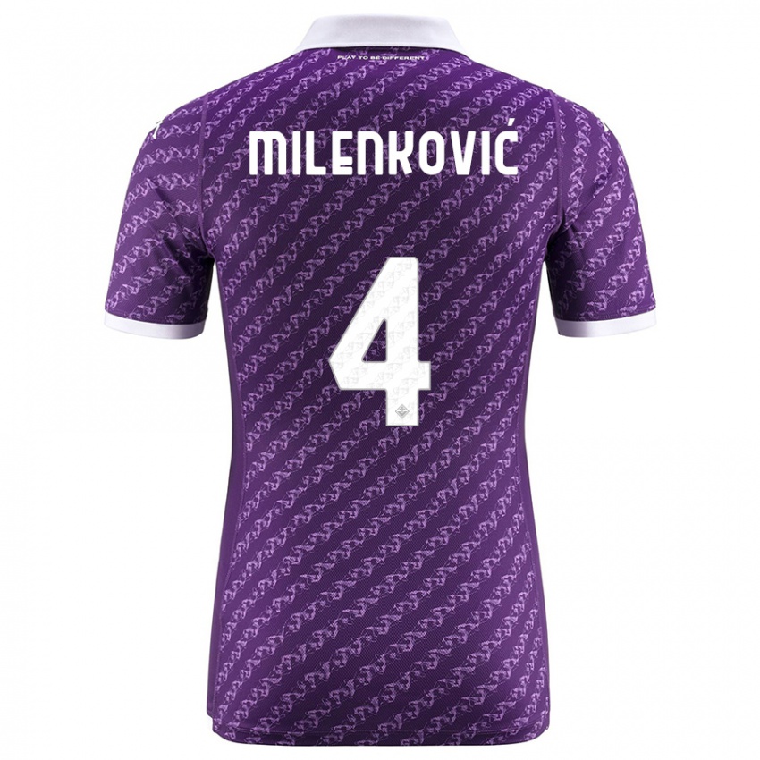 Mænd Nikola Milenkovic #4 Viol Hjemmebane Spillertrøjer 2023/24 Trøje T-Shirt