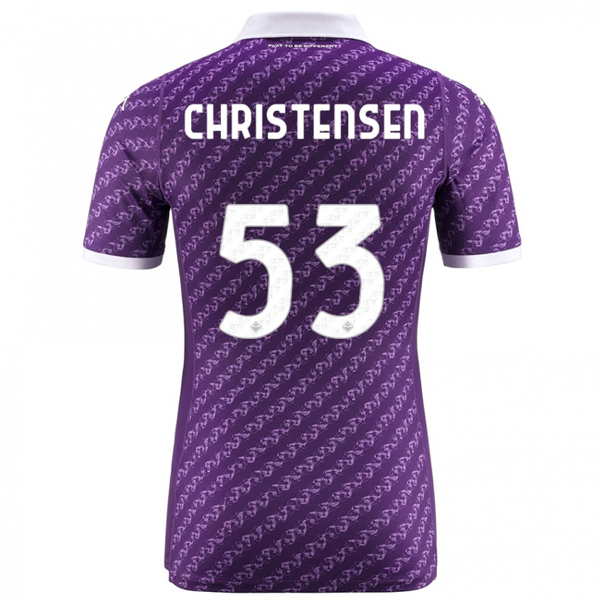 Mænd Oliver Christensen #53 Viol Hjemmebane Spillertrøjer 2023/24 Trøje T-Shirt