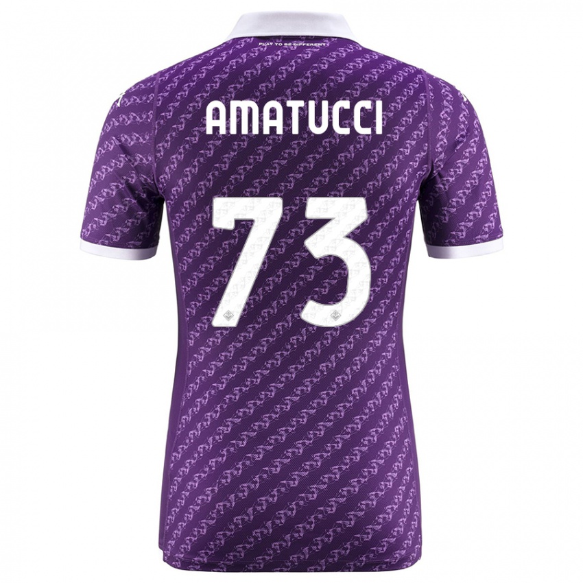Mænd Lorenzo Amatucci #73 Viol Hjemmebane Spillertrøjer 2023/24 Trøje T-Shirt