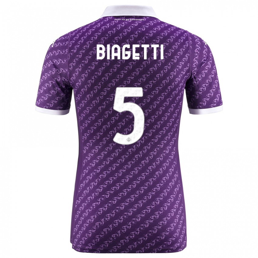 Mænd Christian Biagetti #5 Viol Hjemmebane Spillertrøjer 2023/24 Trøje T-Shirt