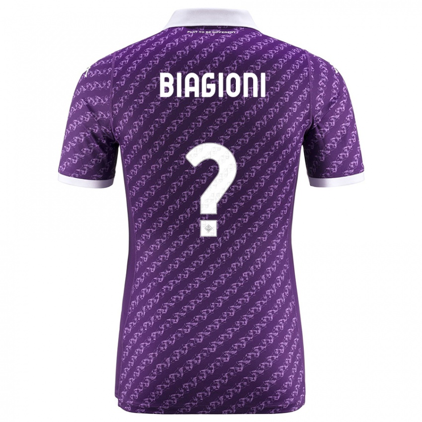 Mænd Lorenzo Biagioni #0 Viol Hjemmebane Spillertrøjer 2023/24 Trøje T-Shirt