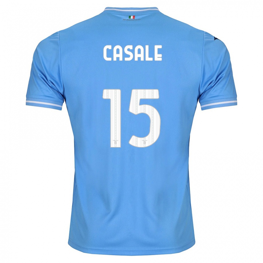 Mænd Nicolò Casale #15 Blå Hjemmebane Spillertrøjer 2023/24 Trøje T-Shirt