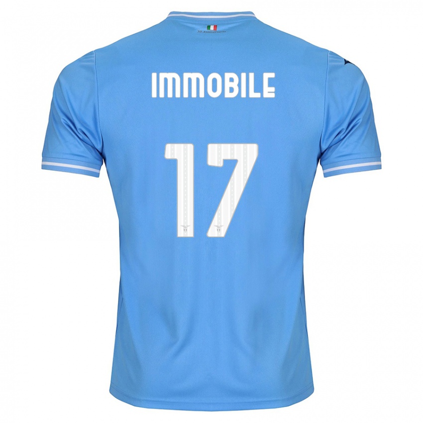 Mænd Ciro Immobile #17 Blå Hjemmebane Spillertrøjer 2023/24 Trøje T-Shirt