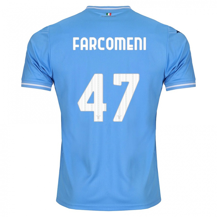 Mænd Valerio Farcomeni #47 Blå Hjemmebane Spillertrøjer 2023/24 Trøje T-Shirt