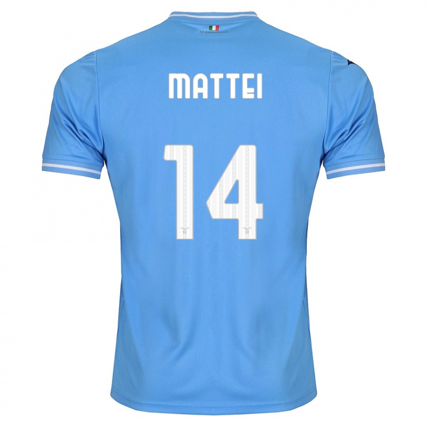 Mænd Sarah Mattei #14 Blå Hjemmebane Spillertrøjer 2023/24 Trøje T-Shirt