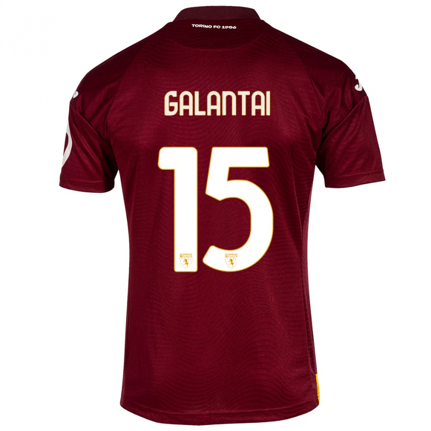Mænd Tamás Galántai #15 Mørkerød Hjemmebane Spillertrøjer 2023/24 Trøje T-Shirt