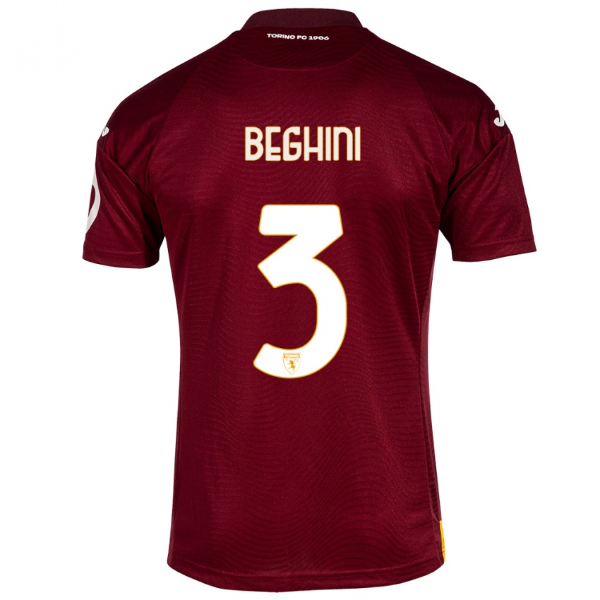 Mænd Giulia Beghini #3 Mørkerød Hjemmebane Spillertrøjer 2023/24 Trøje T-Shirt