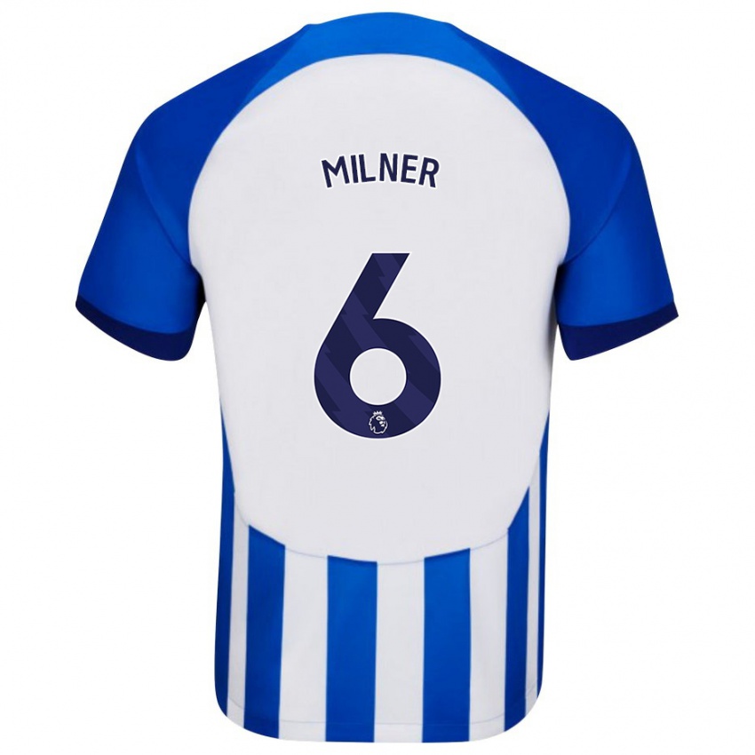 Mænd James Milner #6 Blå Hjemmebane Spillertrøjer 2023/24 Trøje T-Shirt