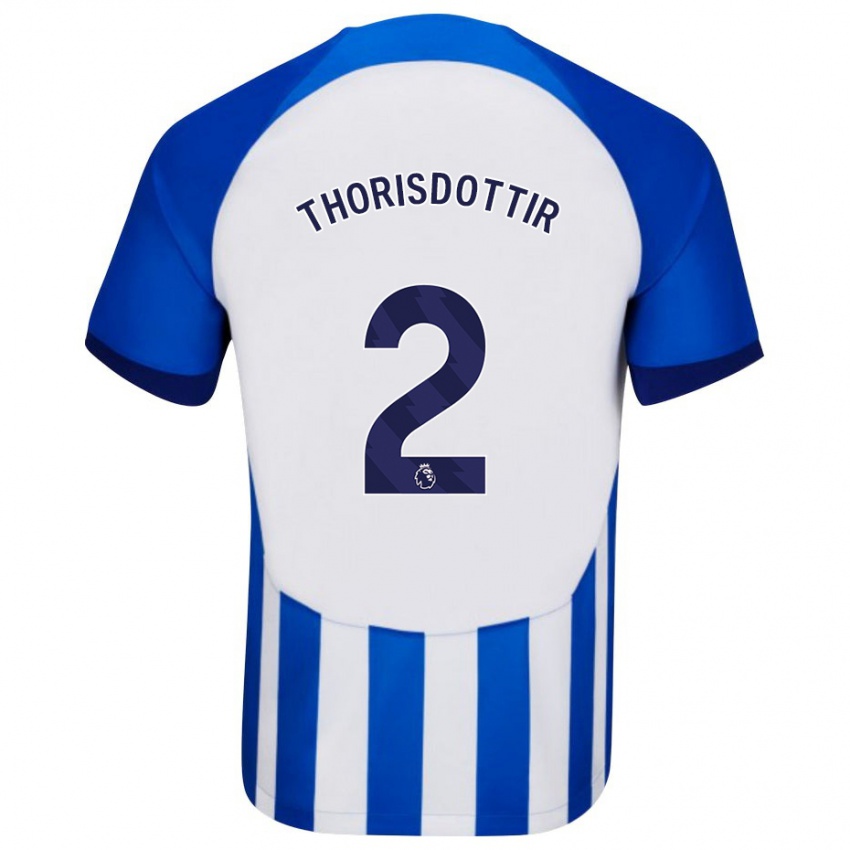Mænd Maria Thorisdottir #2 Blå Hjemmebane Spillertrøjer 2023/24 Trøje T-Shirt
