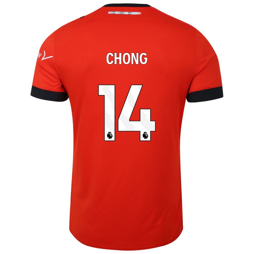Mænd Tahith Chong #14 Rød Hjemmebane Spillertrøjer 2023/24 Trøje T-Shirt