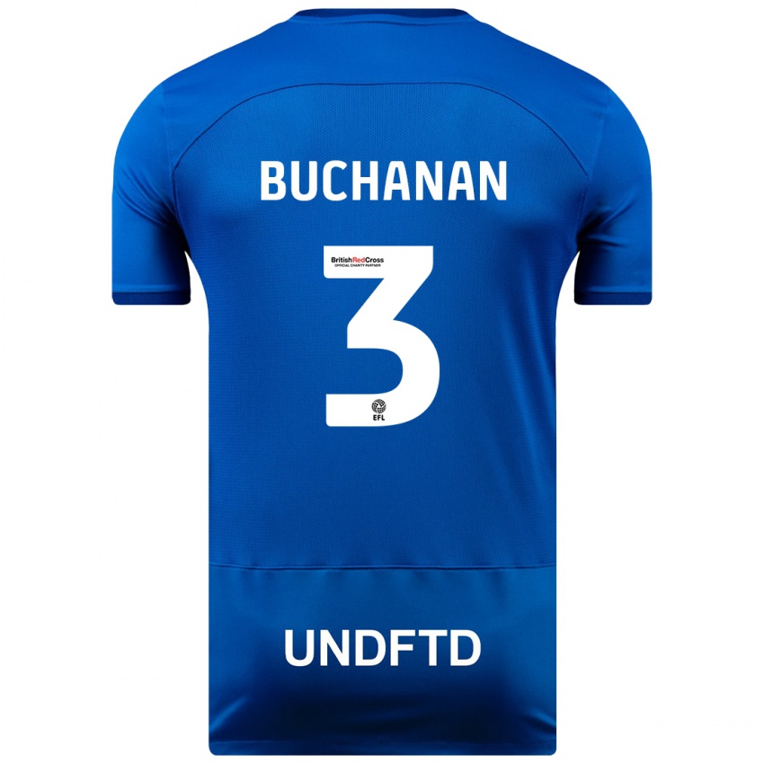 Mænd Lee Buchanan #3 Blå Hjemmebane Spillertrøjer 2023/24 Trøje T-Shirt