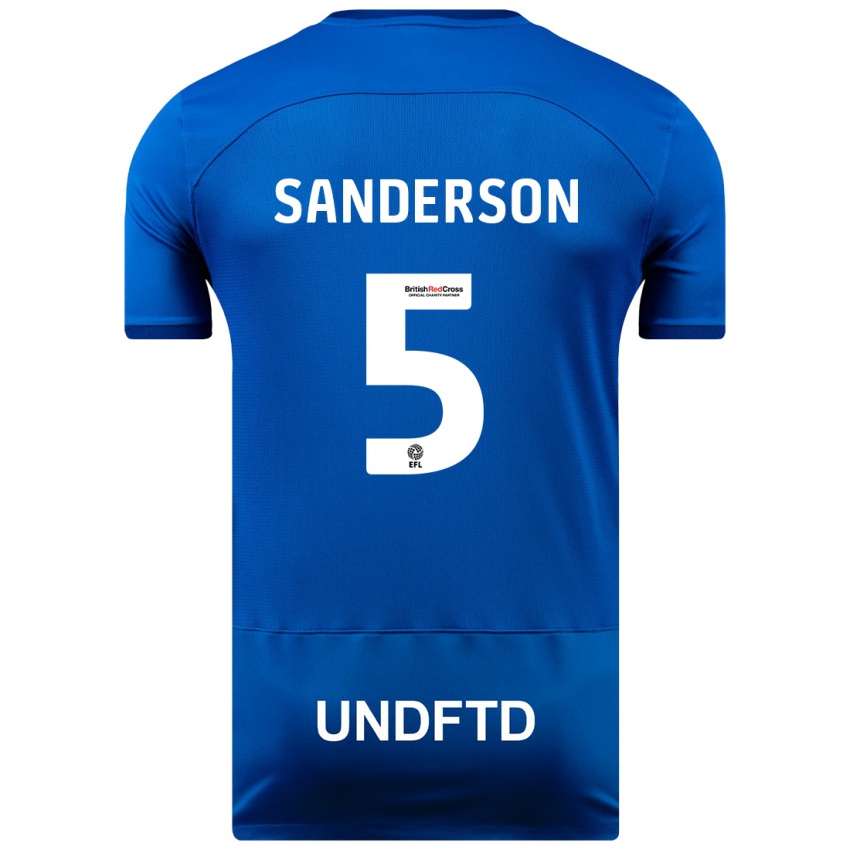 Mænd Dion Sanderson #5 Blå Hjemmebane Spillertrøjer 2023/24 Trøje T-Shirt