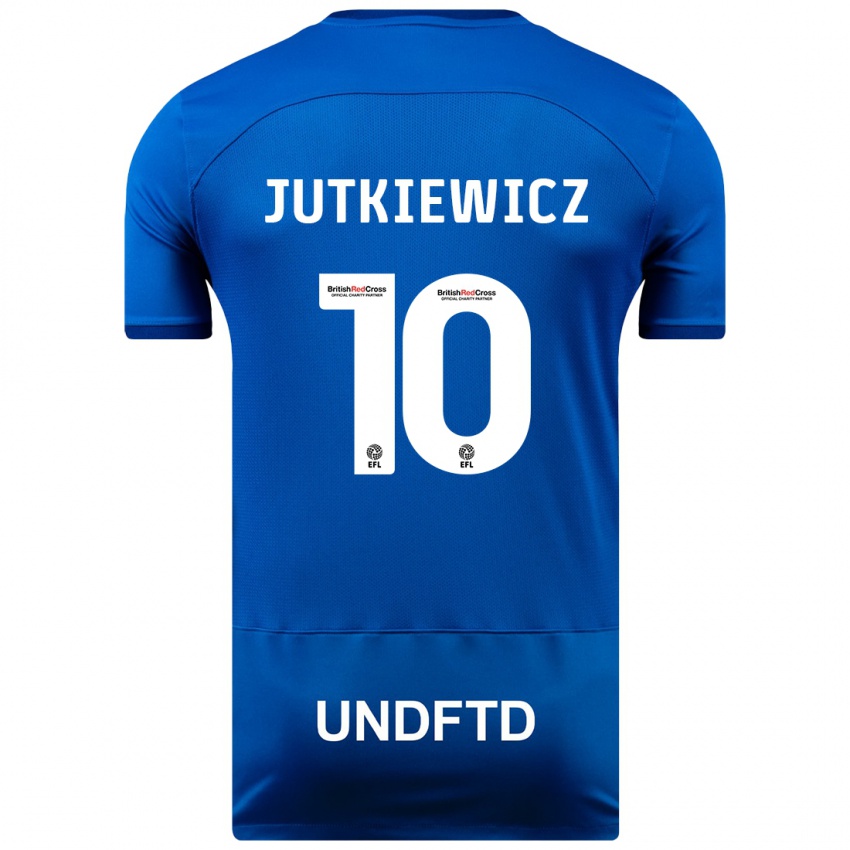 Mænd Lukas Jutkiewicz #10 Blå Hjemmebane Spillertrøjer 2023/24 Trøje T-Shirt